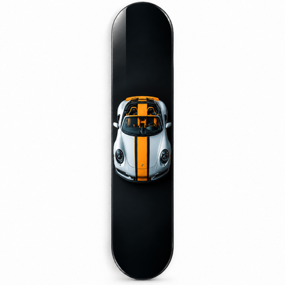 Turuncu Şeritli Gümüş Spor Cabrio Dikey Skate Board Cam Tablo – Vitrin