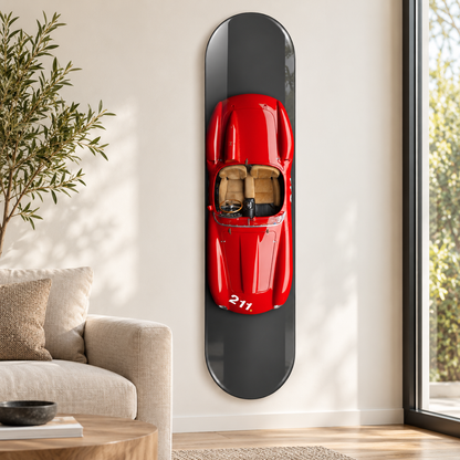 Üstten Görünümlü Kırmızı Klasik Roadster Dikey Skate Board Cam Tablo – Salon