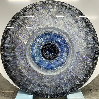 Gümüş Mavi Göz Bebeği Yuvarlak Cam Tablo