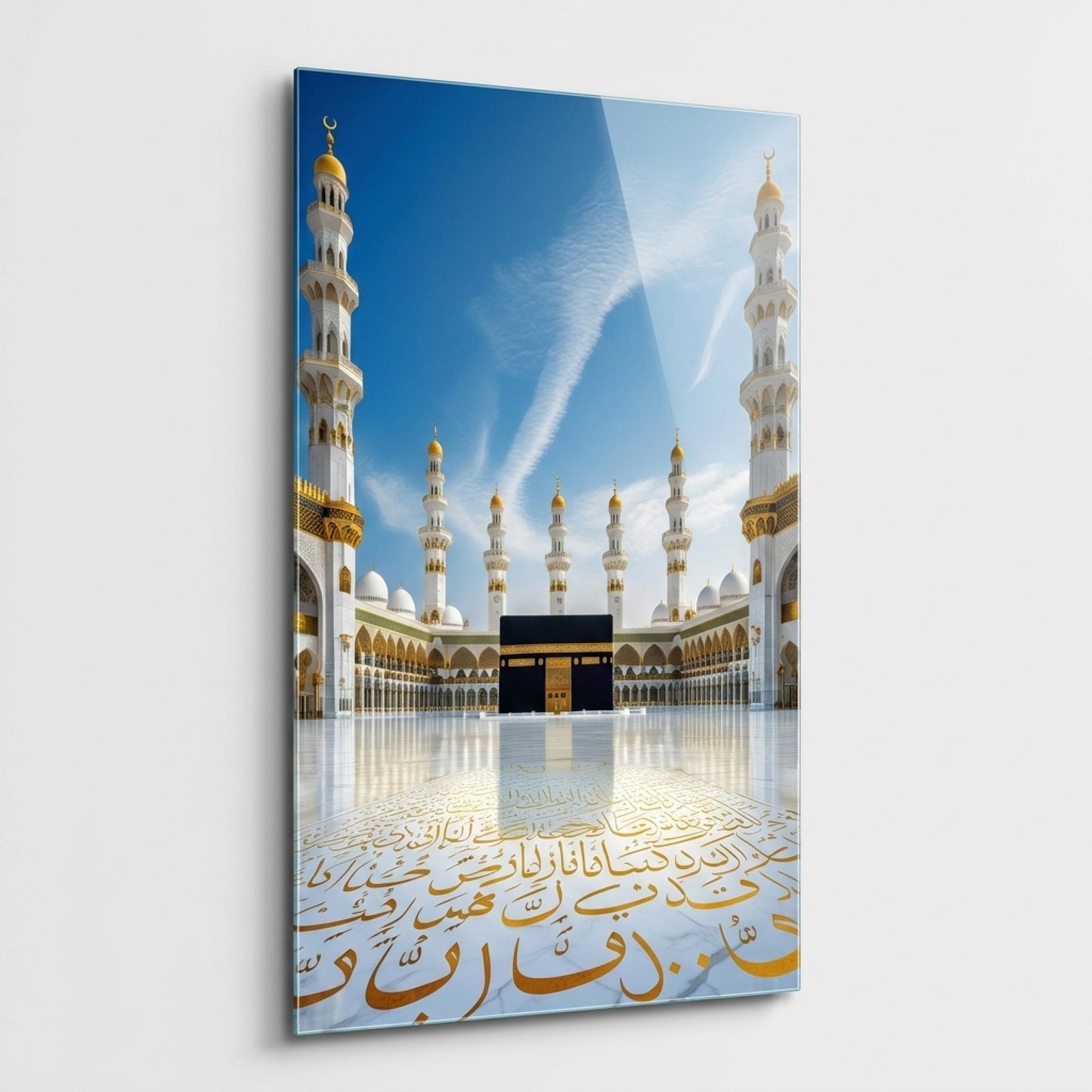 Kabe Mescid-i Haram İslami Dikey Cam Tablo