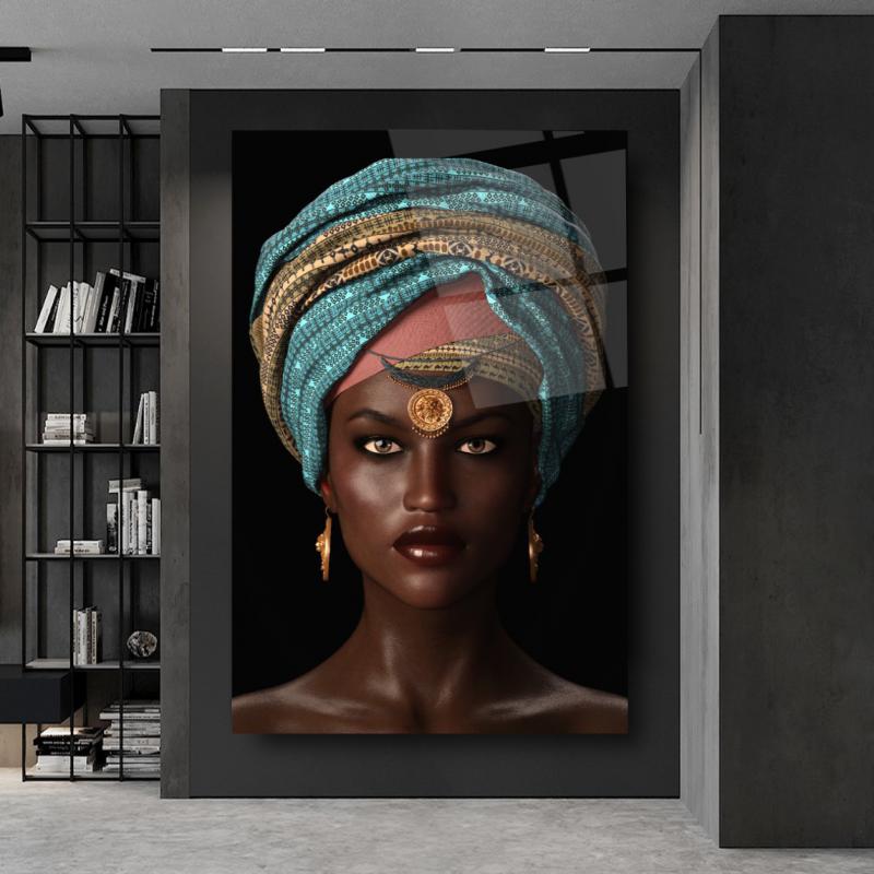 Afrika’lı Kadın Cam Tablo