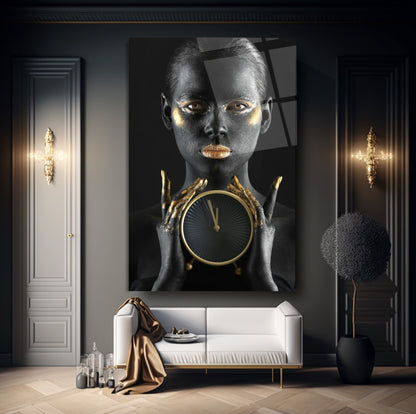 Gold Kadın Cam Tablo