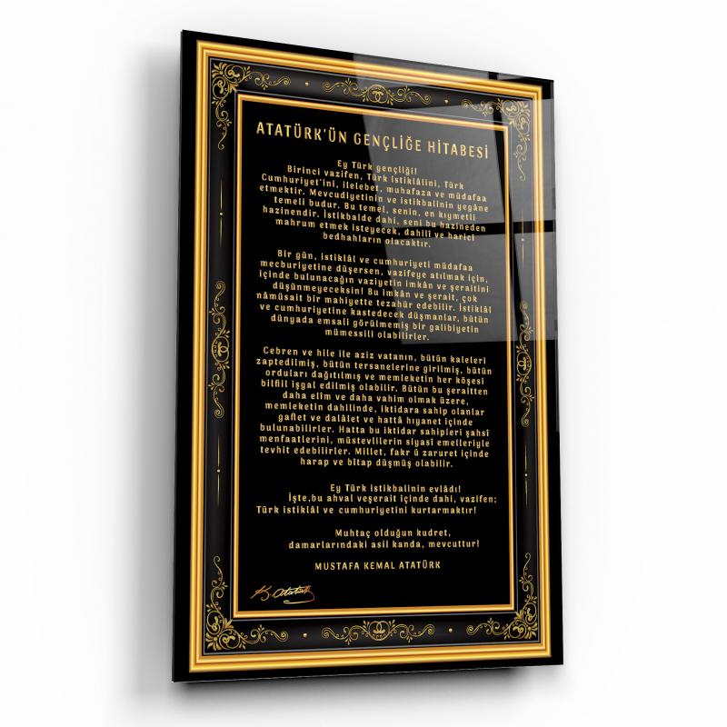 Atatürk’ün Genliğe Hitabesi Dikey Cam Tablo