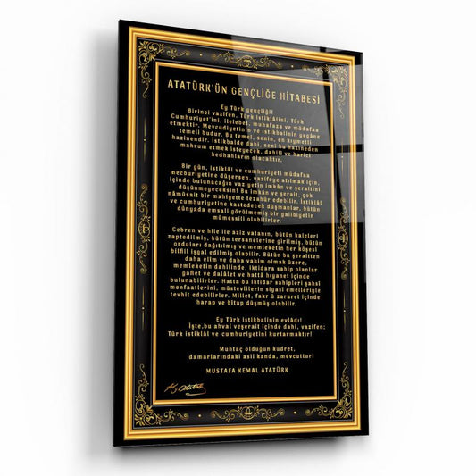 Atatürk’ün Genliğe Hitabesi Dikey Cam Tablo