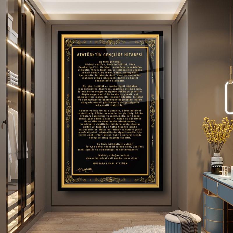 Atatürk’ün Genliğe Hitabesi Dikey Cam Tablo