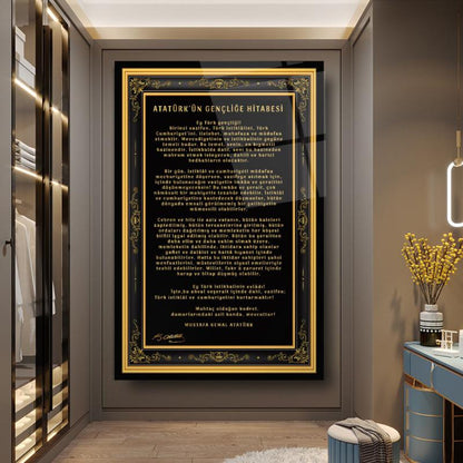 Atatürk’ün Genliğe Hitabesi Dikey Cam Tablo