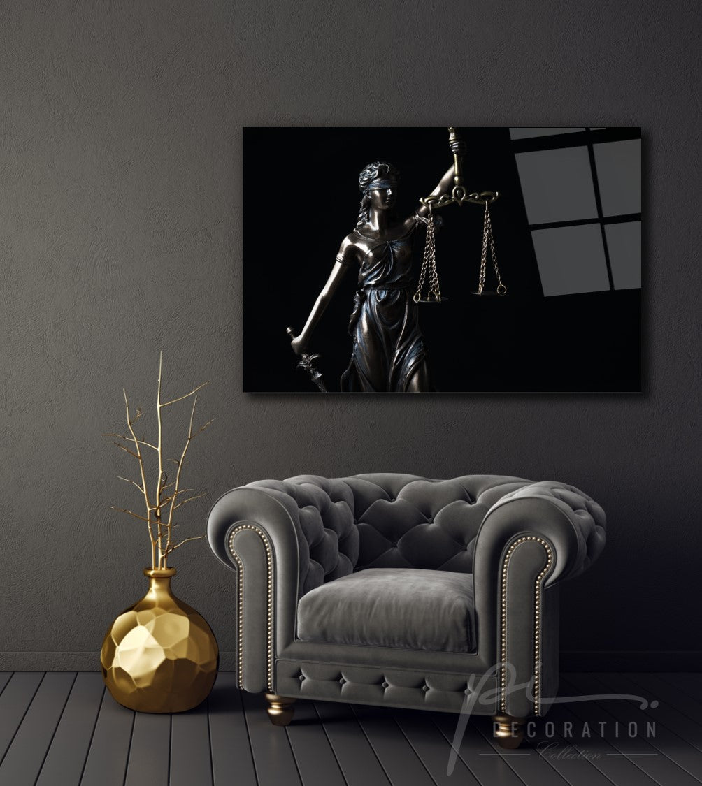 Themis Heykeli Yatay Cam Tablo