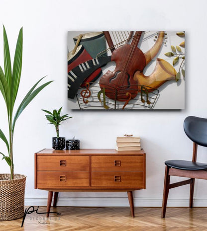 Müzik Enstrümanları Yatay Cam Tablo