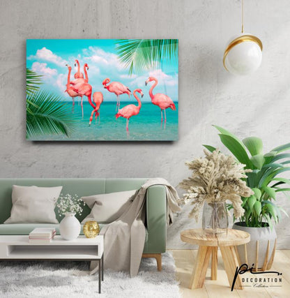 Flamingolar Yatay Cam Tablo