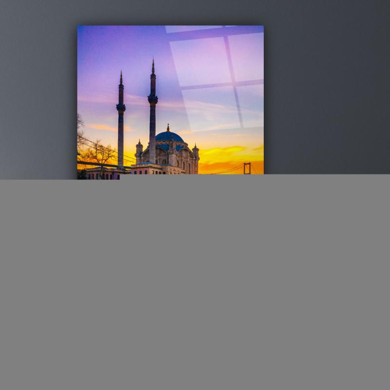 İstanbul Cami Manzarası Kare Cam Tablo