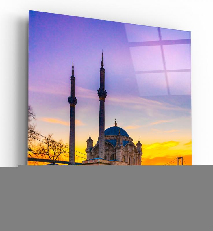 İstanbul Cami Manzarası Kare Cam Tablo