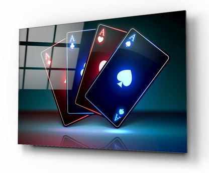 Neon Kartlar Yatay Cam Tablo