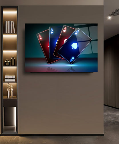 Neon Kartlar Yatay Cam Tablo