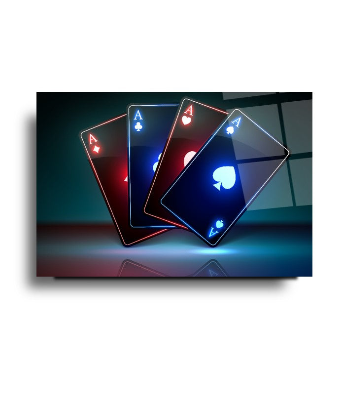 Neon Kartlar Yatay Cam Tablo