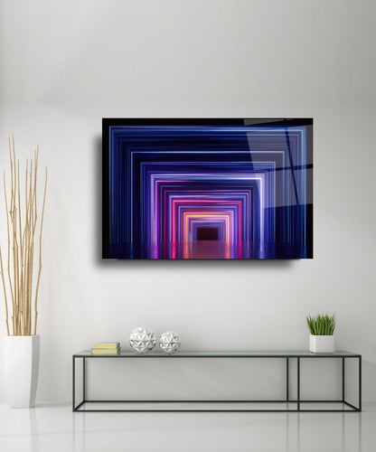 Neon Koridor Yatay Cam Tablo
