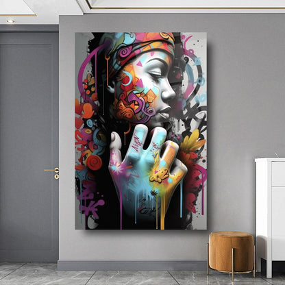 Grafiti Kadın Cam Tablo