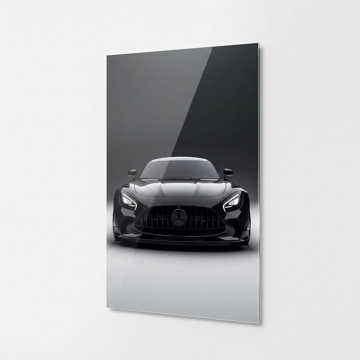 Siyah Mercedes AMG GT Otomobil Tasarımı Dikey Cam Tablo