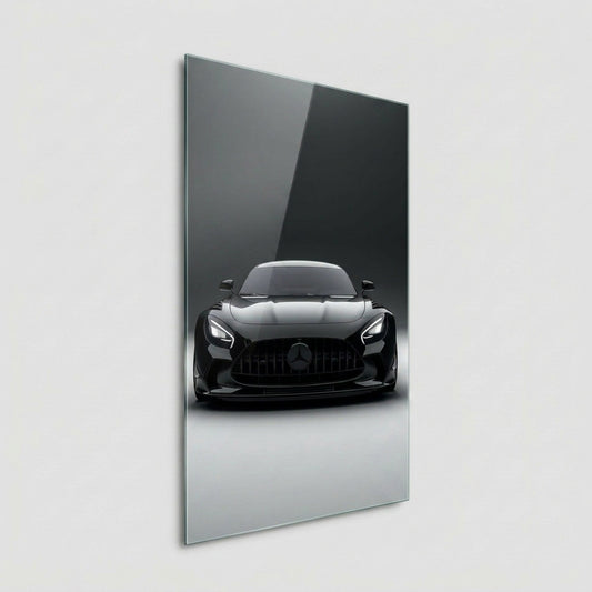 Siyah Mercedes AMG GT Otomobil Tasarımı Dikey Cam Tablo