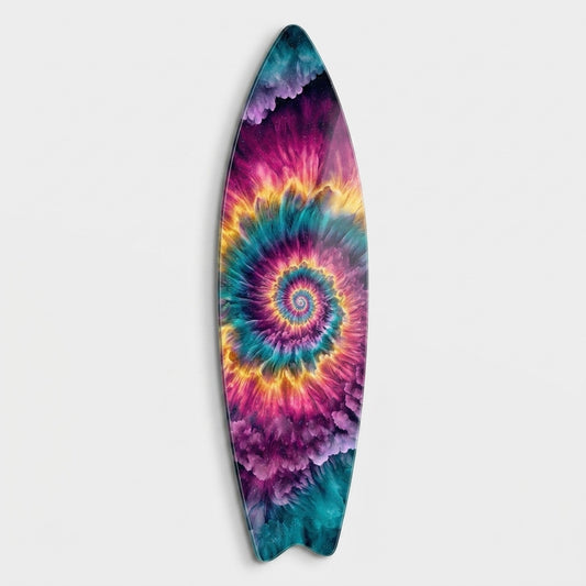 Renkli Fraktal Sarmal Surf Board Cam Tablo