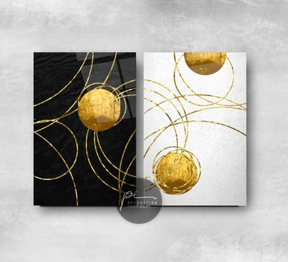 Soyut Desenler Double İkili Cam Tablo