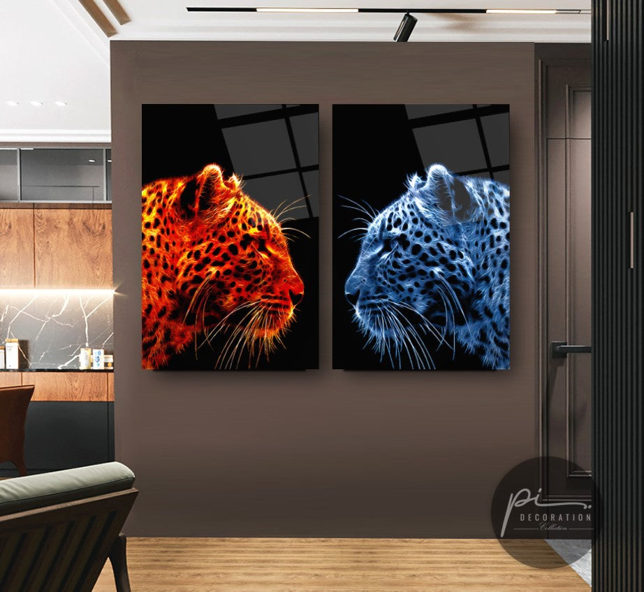 Leoparlar Double İkili Cam Tablo
