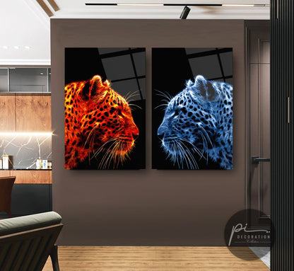 Leoparlar Double İkili Cam Tablo