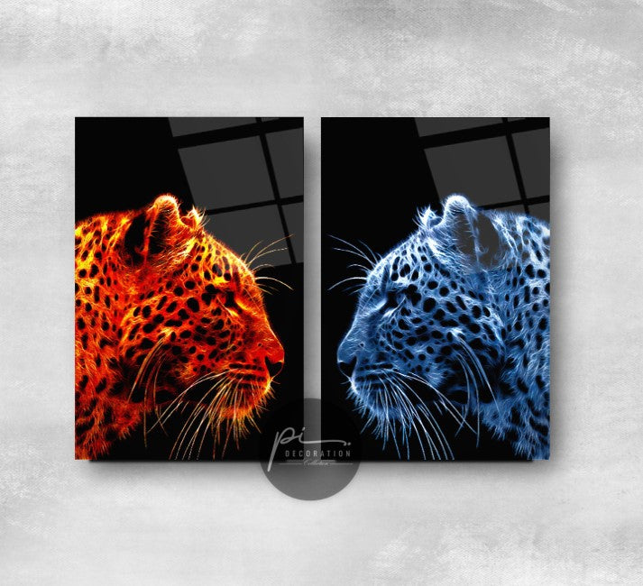 Leoparlar Double İkili Cam Tablo
