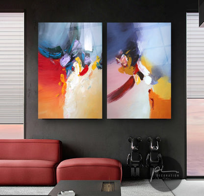 Soyut Desenler Double İkili Cam Tablo