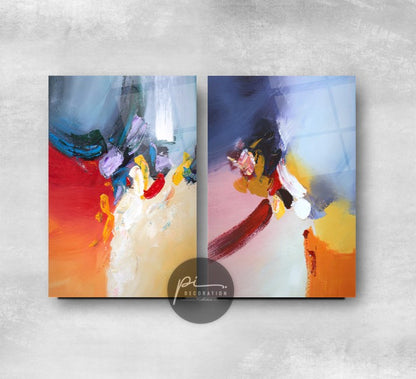 Soyut Desenler Double İkili Cam Tablo