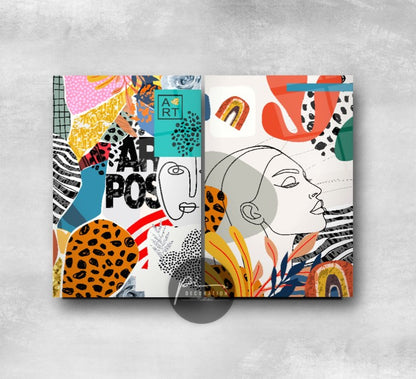 Pop Art Soyut Double İkili Cam Tablo Seti