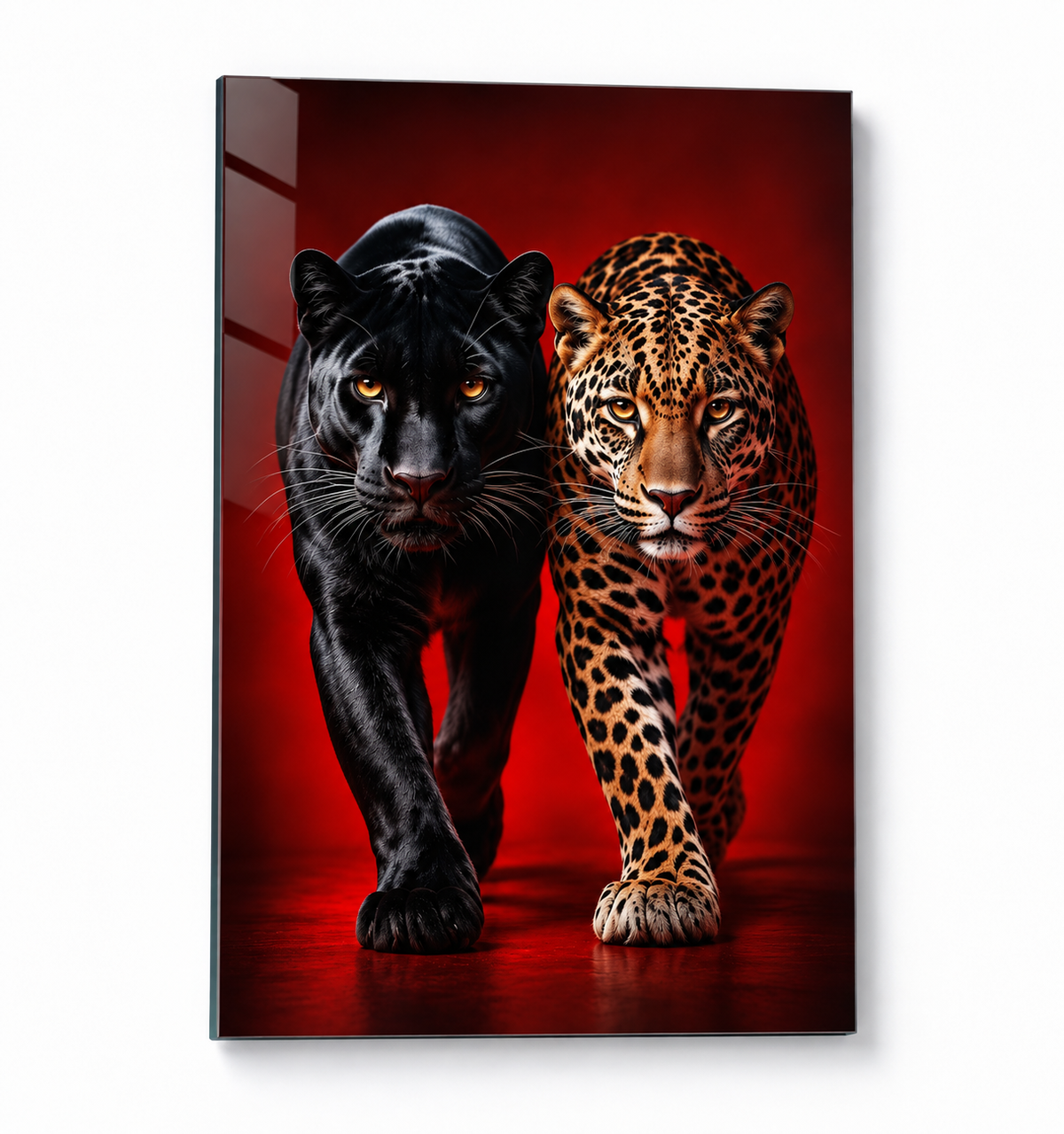 Siyah Panter ve Leopar Dikey Cam Tablo revize görsel 10