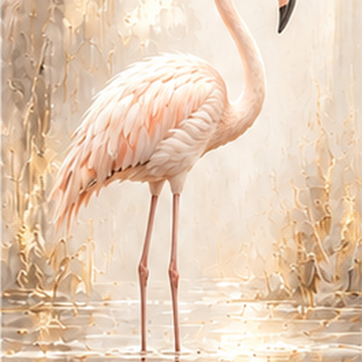 Şeftali Flamingo Dikey Kaykay Cam Tablo — Desenin baskı detayı