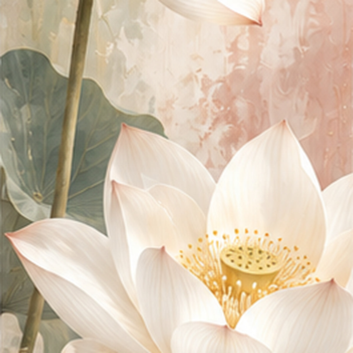 Lotus Bahçesi Dikey Kaykay Cam Tablo — Desenin baskı detayı