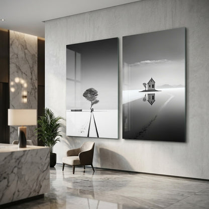 Sonsuz Yolculuk Minimal Cam Dikey 2'li Set Cam Tablo