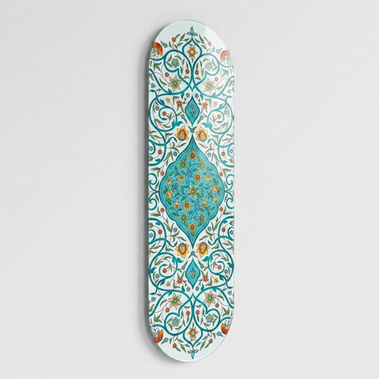 Geleneksel Turk Islam Tezhip Sanati Çiçek Deseni Skate Board Cam Tablo