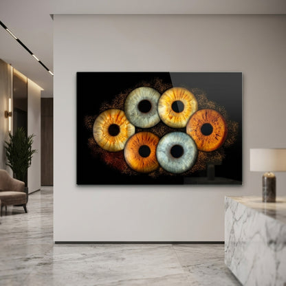 Renkli Göz İrisleri Makro Sanat Tablosu Yatay Cam Tablo