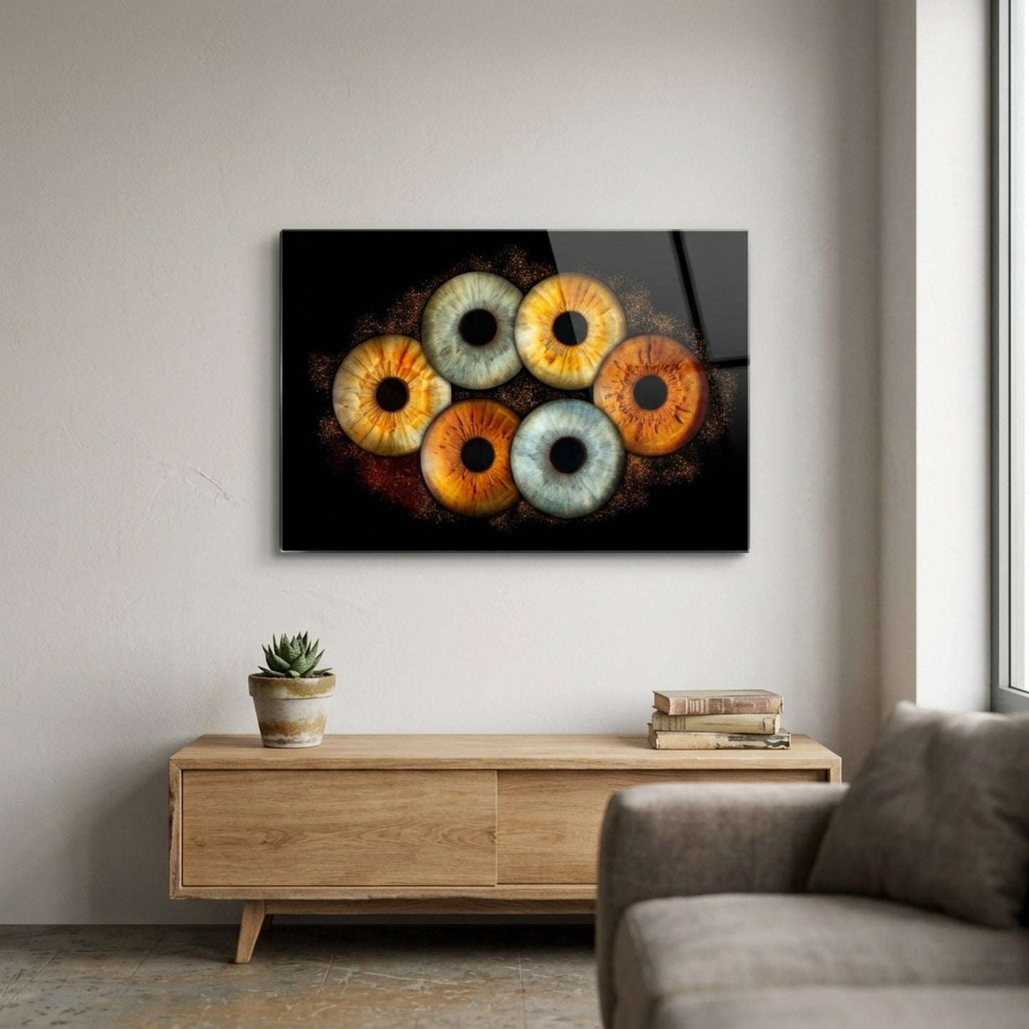 Renkli Göz İrisleri Makro Sanat Tablosu Yatay Cam Tablo