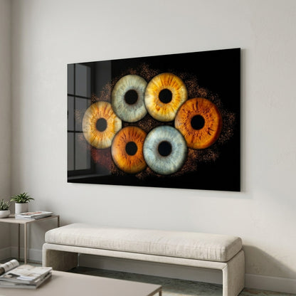 Renkli Göz İrisleri Makro Sanat Tablosu Yatay Cam Tablo
