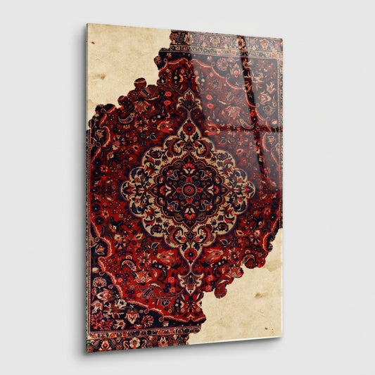 Eski Saray Halısı Deseni Sanatsal Duvar Dekorasyonu Dikey Cam Tablo