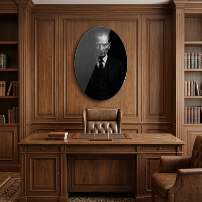 Atatürk Klasik Portre Oval Dikey Cam Tablo