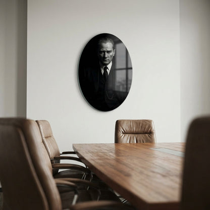 Atatürk Klasik Portre Oval Dikey Cam Tablo