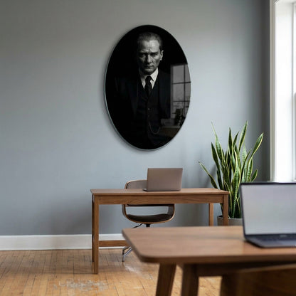 Atatürk Klasik Portre Oval Dikey Cam Tablo