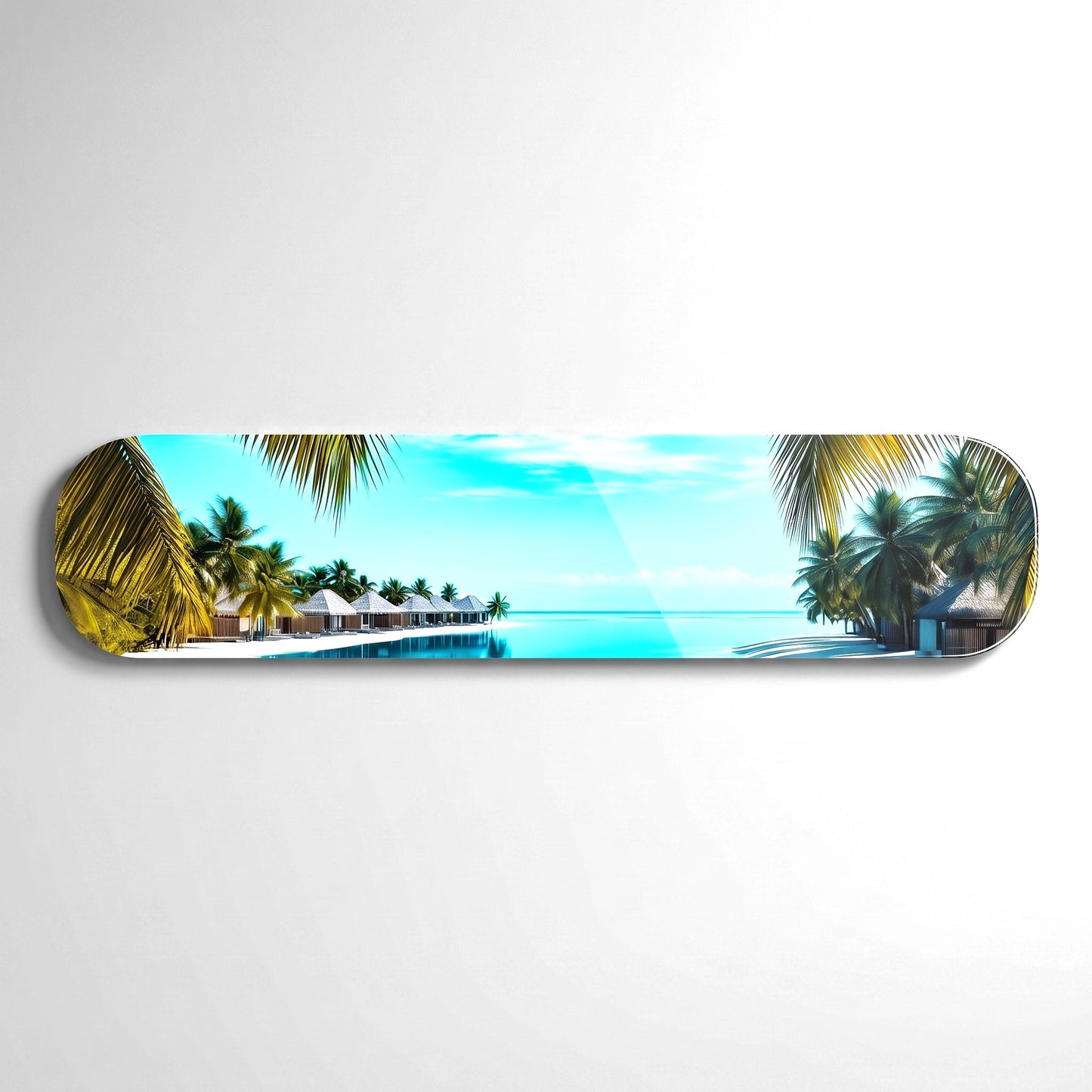 Tropik Cennet Maldivler Skate Board Yatay Cam Tablo