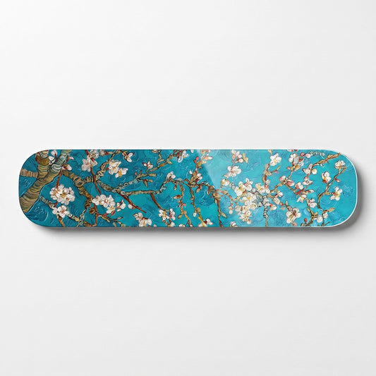 Van Gogh Badem Çiçekleri Yağlıboya Skate Board Yatay Cam Tablo