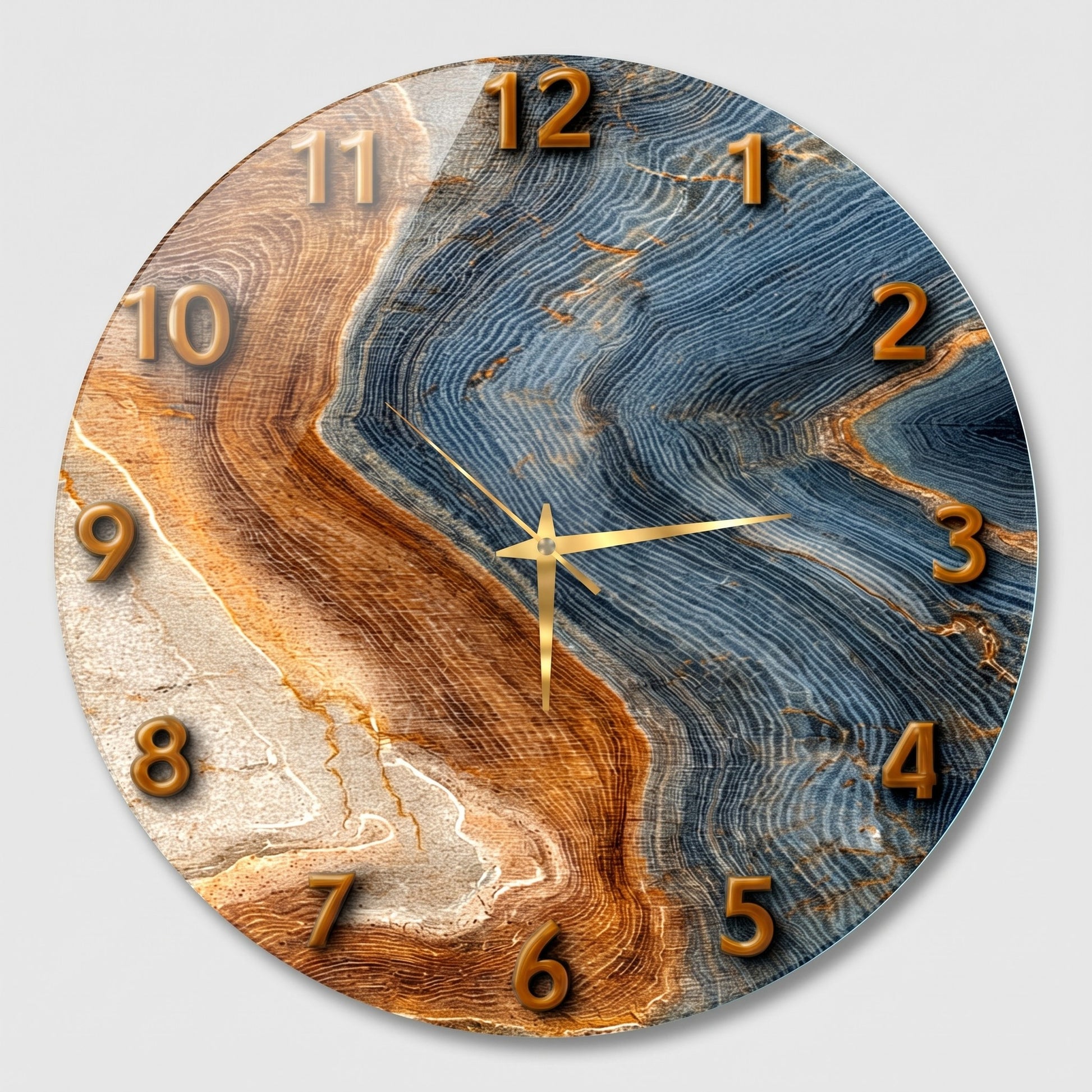 Modern Mavi Kahve Mermer Saat Cam Saat