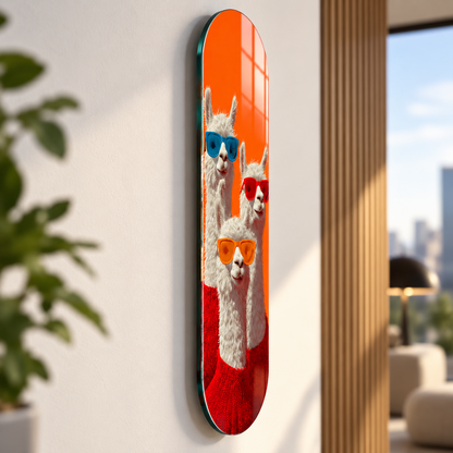 Gözlüklü alpakalar Skate Board cam tablo - yaklaşık 2 cm duvar mesafesi ve yüzer görünüm
