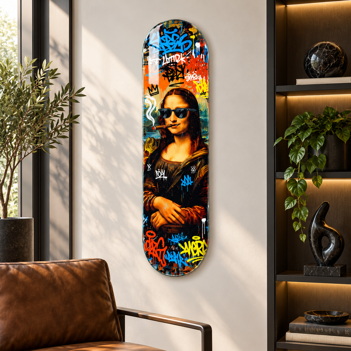 Graffiti Mona Lisa Skate Board cam tablo - farklı premium mekan