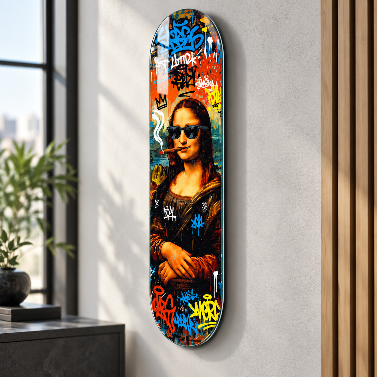 Graffiti Mona Lisa UV baskı detay görseli