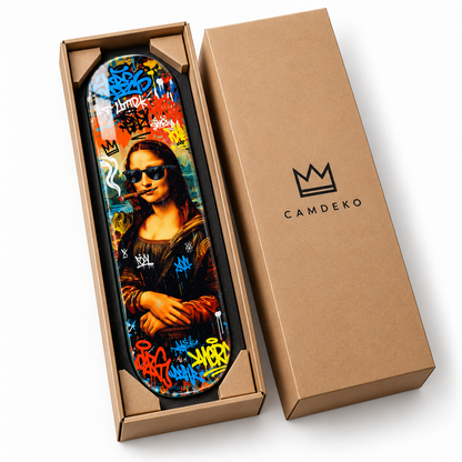 CAMDEKO güvenli paketleme - Graffiti Mona Lisa Skate Board cam tablo