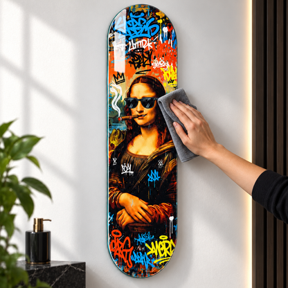 Cam tablo kolay temizlik - Graffiti Mona Lisa model